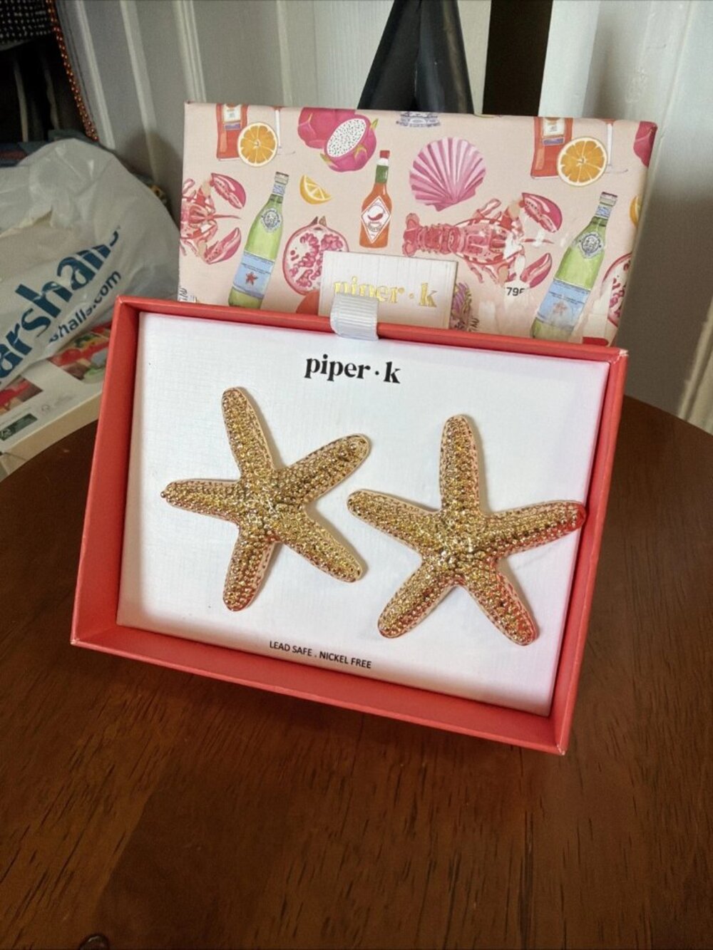 Piper K Gold Textured Starfish Stud Earrings - NIB - Picture 3 of 3